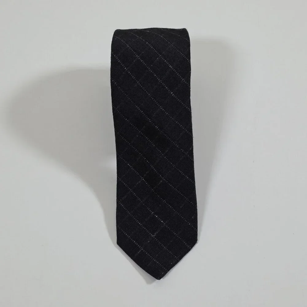 Hugo Boss Wool Silk Tie Gray Geometric Preppy Office Italy W 2.25